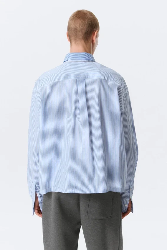 Hugo Hart Relaxed Double Collar Shirt – Blue – White Stripes Hugo Hart Relaxed Double Collar Shirt – Blue – White Stripes