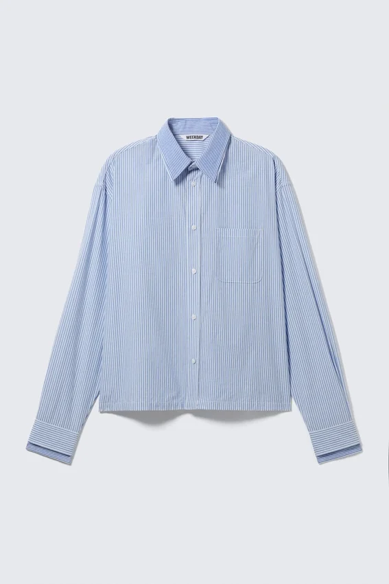 Hugo Hart Relaxed Double Collar Shirt – Blue – White Stripes Hugo Hart Relaxed Double Collar Shirt – Blue – White Stripes