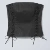 Ima Lace up Corset Top – Coated Black Ima Lace up Corset Top – Coated Black