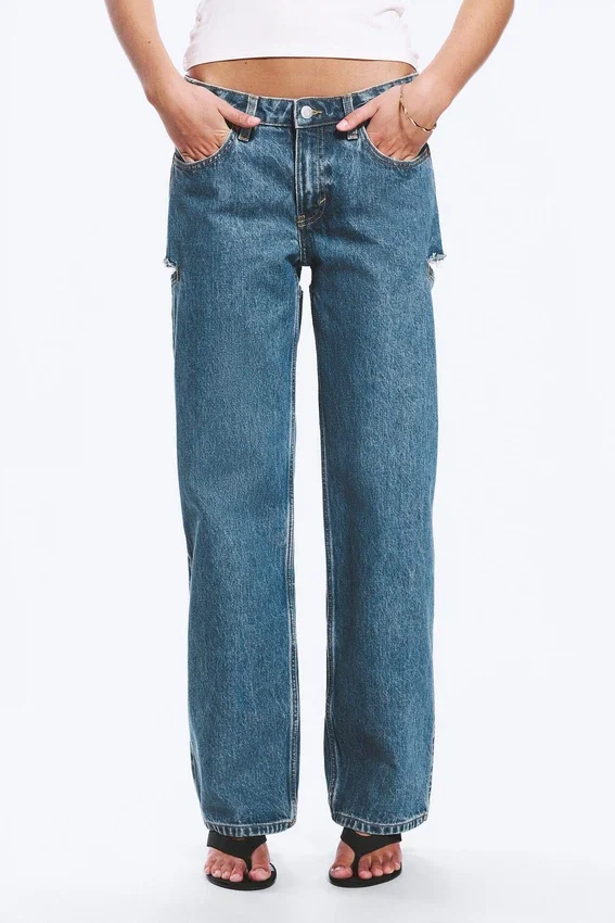 Imoo Cut Low Rise Loose Wide Leg Jeans – Medium Blue Imoo Cut Low Rise Loose Wide Leg Jeans – Medium Blue