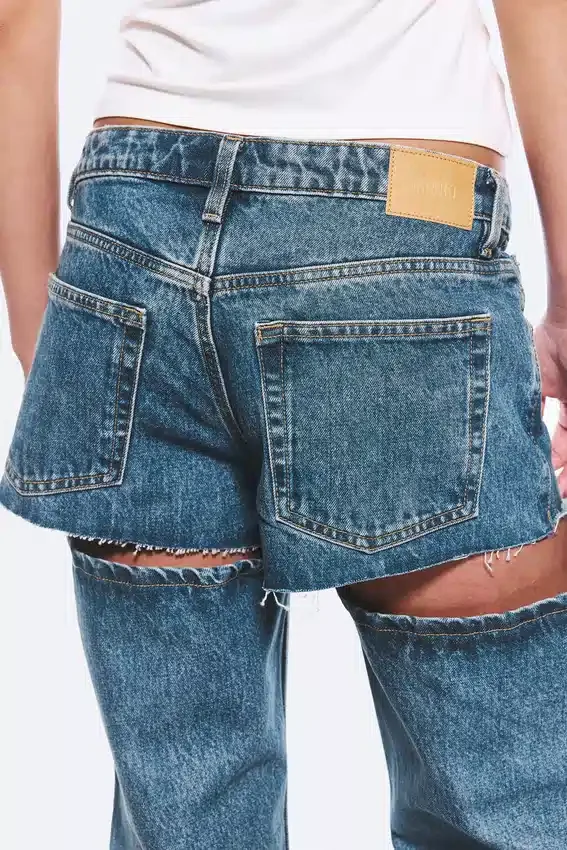 Imoo Cut Low Rise Loose Wide Leg Jeans – Medium Blue Imoo Cut Low Rise Loose Wide Leg Jeans – Medium Blue