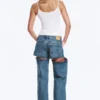 Imoo Cut Low Rise Loose Wide Leg Jeans – Medium Blue Imoo Cut Low Rise Loose Wide Leg Jeans – Medium Blue