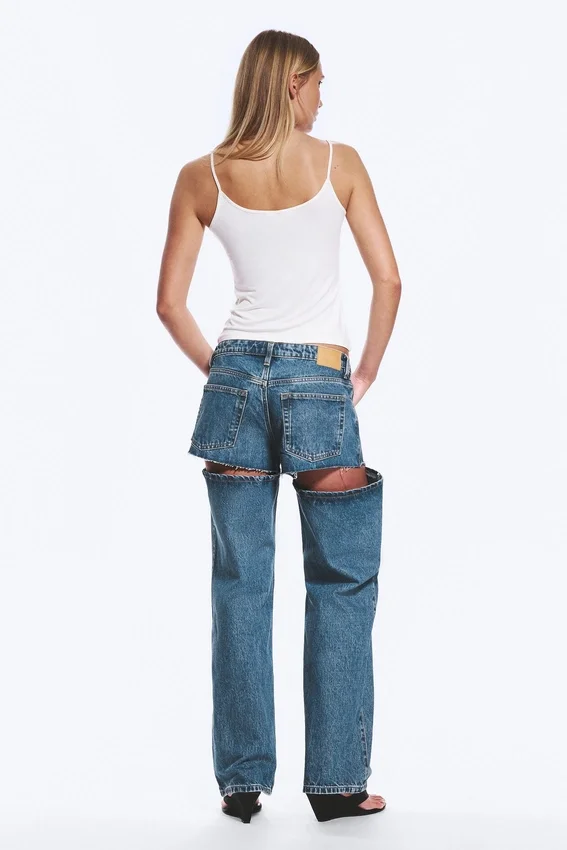 Imoo Cut Low Rise Loose Wide Leg Jeans – Medium Blue Imoo Cut Low Rise Loose Wide Leg Jeans – Medium Blue