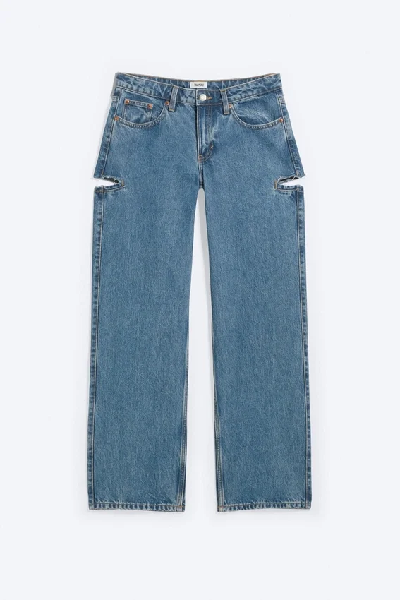 Imoo Cut Low Rise Loose Wide Leg Jeans – Medium Blue Imoo Cut Low Rise Loose Wide Leg Jeans – Medium Blue