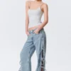 Imoo Low Rise Loose Wide Bow Jeans – Mid Blue – Medium Blue Imoo Low Rise Loose Wide Bow Jeans – Mid Blue – Medium Blue