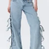 Imoo Low Rise Loose Wide Bow Jeans – Mid Blue – Medium Blue Imoo Low Rise Loose Wide Bow Jeans – Mid Blue – Medium Blue