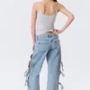 Imoo Low Rise Loose Wide Bow Jeans – Mid Blue – Medium Blue Imoo Low Rise Loose Wide Bow Jeans – Mid Blue – Medium Blue