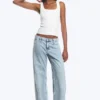 Imoo Low Rise Loose Wide Jeans – Dream Blue – Light Blue Imoo Low Rise Loose Wide Jeans – Dream Blue – Light Blue