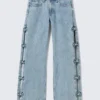 Imoo Low Rise Wide Leg Bow Jeans – Mid Blue – Medium Blue Imoo Low Rise Wide Leg Bow Jeans – Mid Blue – Medium Blue