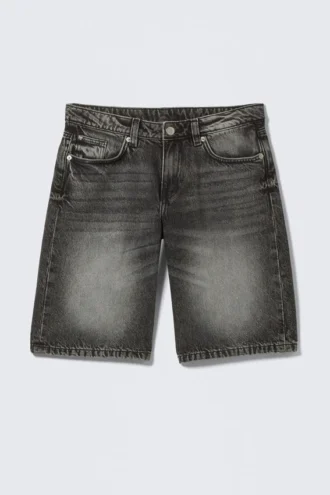 Imoo Low-Rise Wide Leg Denim Shorts – Haunted Black – Black