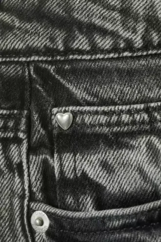 Imoo Low-Rise Wide Leg Denim Shorts – Haunted Black – Black