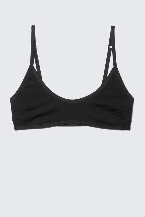 Inez Scooped Cotton Bralette – Black Inez Scooped Cotton Bralette – Black