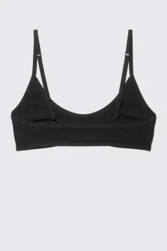 Inez Scooped Cotton Bralette – Black