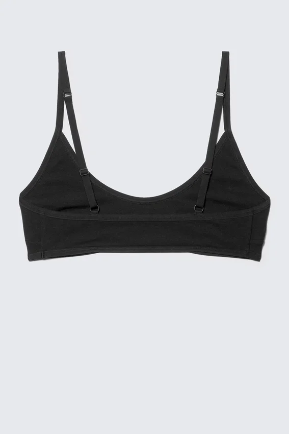 Inez Scooped Cotton Bralette – Black Inez Scooped Cotton Bralette – Black