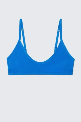 Inez Scooped Cotton Bralette – Bright Blue