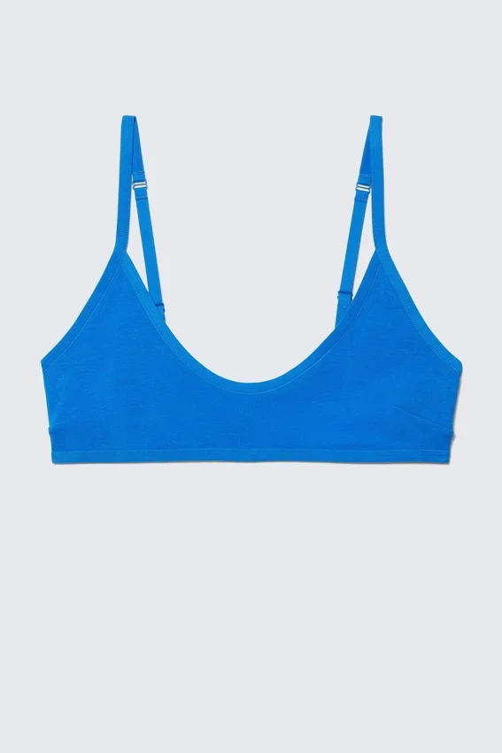 Inez Scooped Cotton Bralette – Bright Blue Inez Scooped Cotton Bralette – Bright Blue