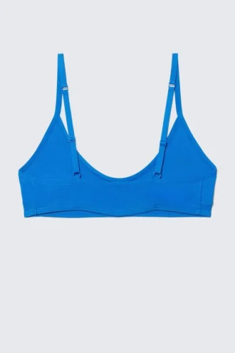 Inez Scooped Cotton Bralette – Bright Blue