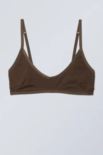 Inez Scooped Cotton Bralette – Dark Brown