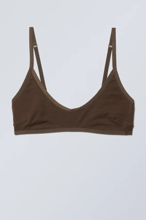 Inez Scooped Cotton Bralette – Dark Brown Inez Scooped Cotton Bralette – Dark Brown