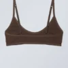 Inez Scooped Cotton Bralette – Dark Brown Inez Scooped Cotton Bralette – Dark Brown