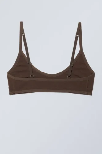 Inez Scooped Cotton Bralette – Dark Brown