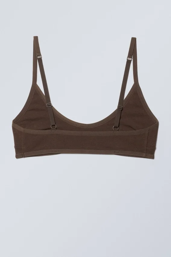 Inez Scooped Cotton Bralette – Dark Brown Inez Scooped Cotton Bralette – Dark Brown
