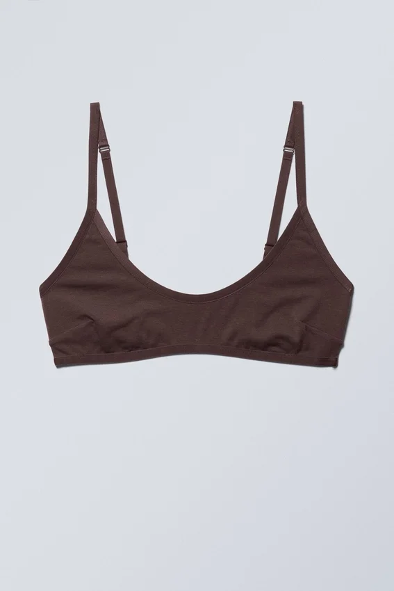 Inez Scooped Cotton Bralette – Dark Plum Inez Scooped Cotton Bralette – Dark Plum