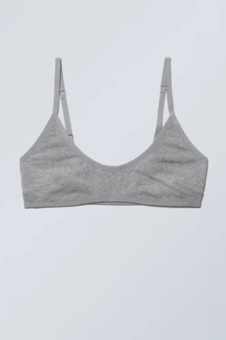 Inez Scooped Cotton Bralette – Grey Melange