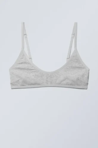 Inez Scooped Cotton Bralette – Grey Melange