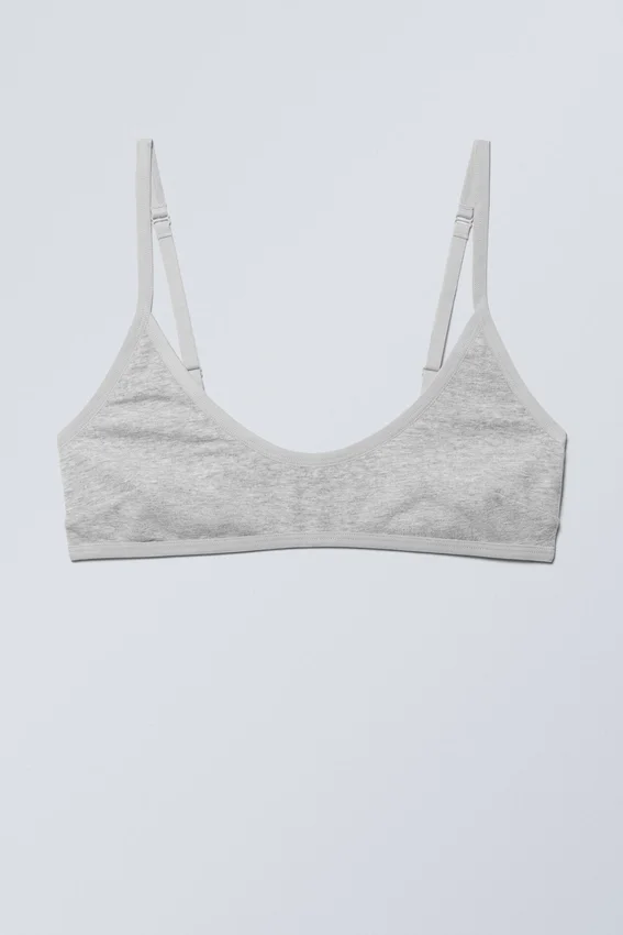 Inez Scooped Cotton Bralette – Grey Melange Inez Scooped Cotton Bralette – Grey Melange