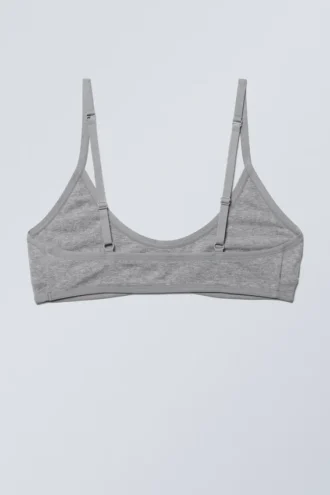 Inez Scooped Cotton Bralette – Grey Melange