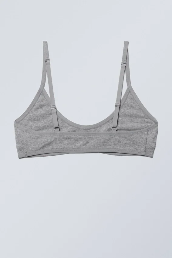 Inez Scooped Cotton Bralette – Grey Melange Inez Scooped Cotton Bralette – Grey Melange