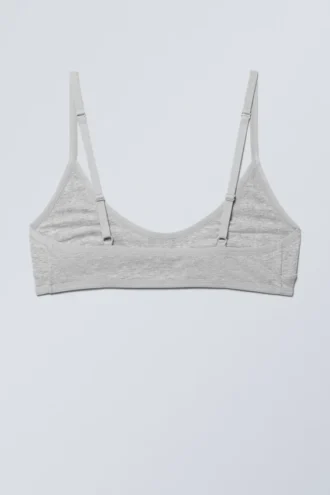 Inez Scooped Cotton Bralette – Grey Melange