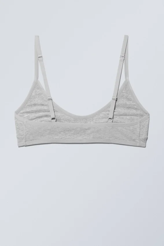 Inez Scooped Cotton Bralette – Grey Melange Inez Scooped Cotton Bralette – Grey Melange
