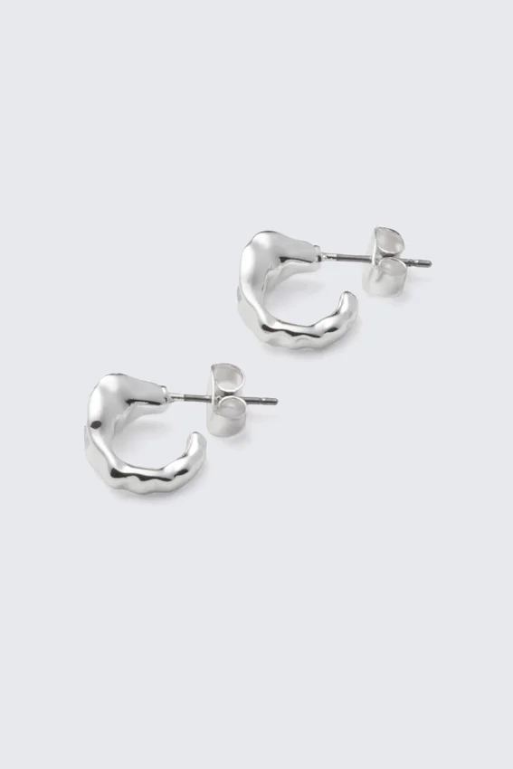 Irregular Mini Hoop Earrings – Silver Irregular Mini Hoop Earrings – Silver
