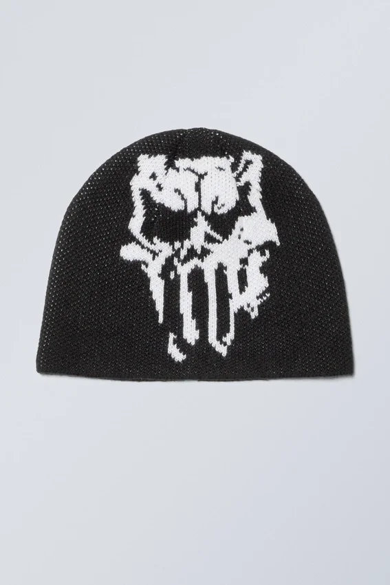 Jacquard-Knit Beanie – Black Jacquard-Knit Beanie – Black