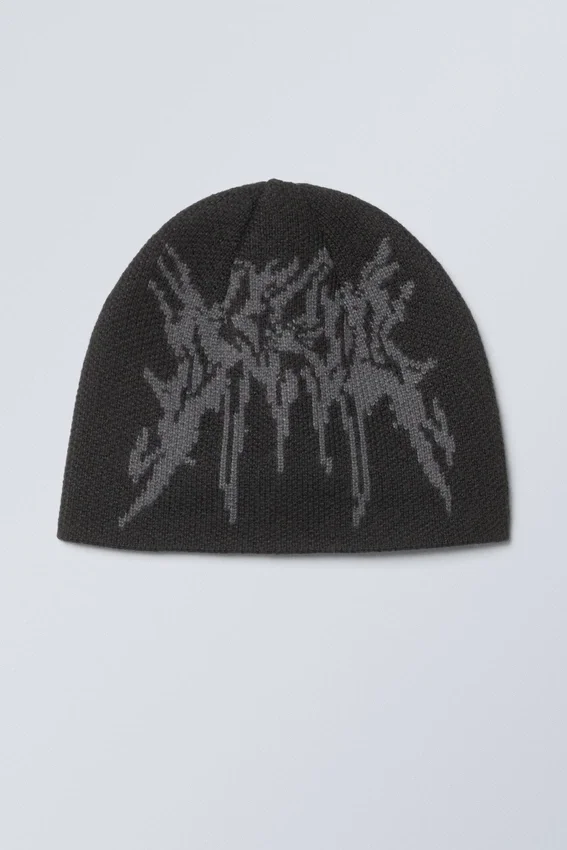 Jacquard-Knit Beanie – Black Jacquard-Knit Beanie – Black