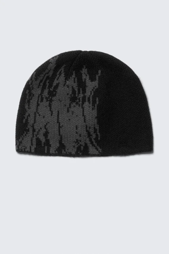 Jacquard-Knit Beanie – Black/Grey Jacquard-Knit Beanie – Black/Grey