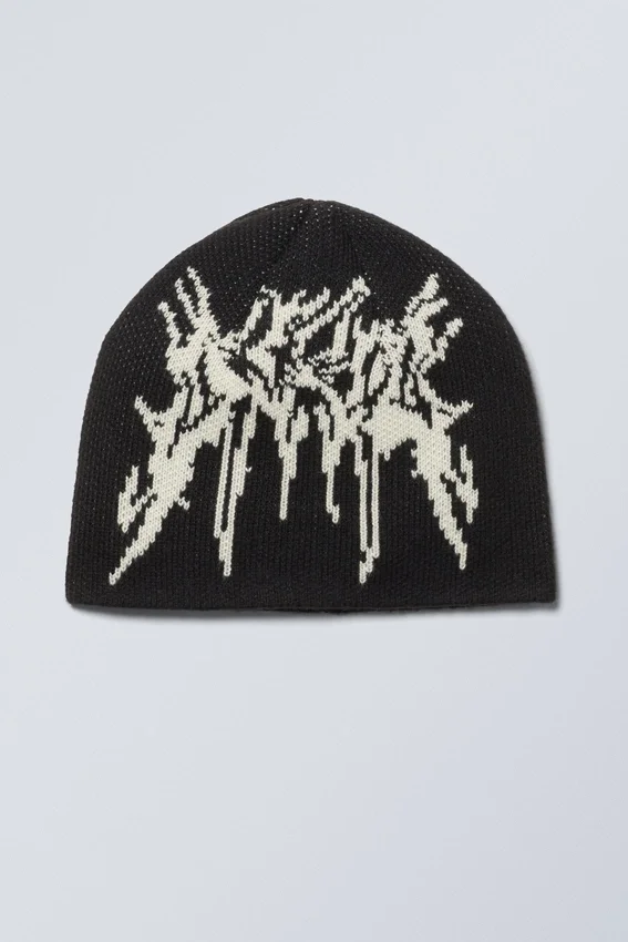 Jacquard-Knit Beanie – Black Jacquard Jacquard-Knit Beanie – Black Jacquard