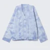 Jacquard Knitted Cotton Cardigan – Washed Blue – Tie-Dye Jacquard Knitted Cotton Cardigan – Washed Blue – Tie-Dye