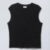 Jacquard Knitted Tank Top – Black Jacquard Knitted Tank Top – Black