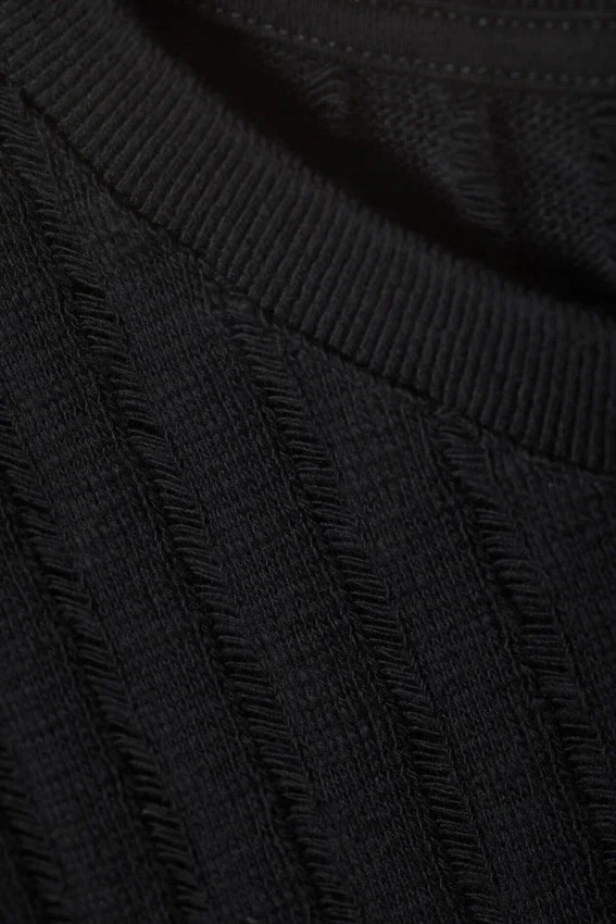 Jacquard Knitted Tank Top – Black Jacquard Knitted Tank Top – Black
