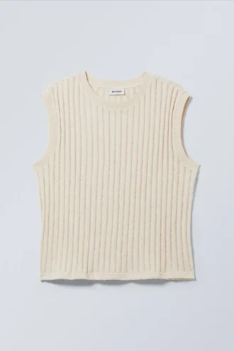 Jacquard Knitted Tank Top – Light Dusty White Jacquard Knitted Tank Top – Light Dusty White