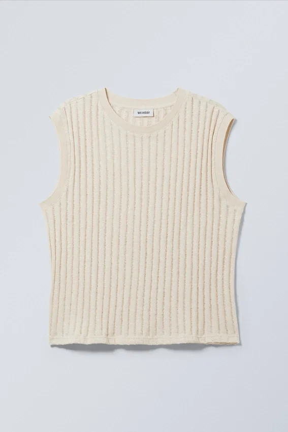 Jacquard Knitted Tank Top – Light Dusty White Jacquard Knitted Tank Top – Light Dusty White