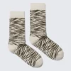Jaqcuard Crew Socks – Beige – Tiger Stripes Jaqcuard Crew Socks – Beige – Tiger Stripes