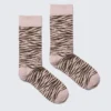 Jaqcuard Crew Socks – Pink Tiger Stripes Jaqcuard Crew Socks – Pink Tiger Stripes