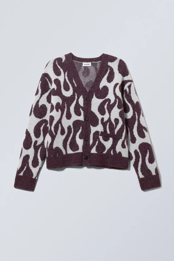 Jonas Regular Cardigan – Black & Blue Organic Flames Jonas Regular Cardigan – Black & Blue Organic Flames