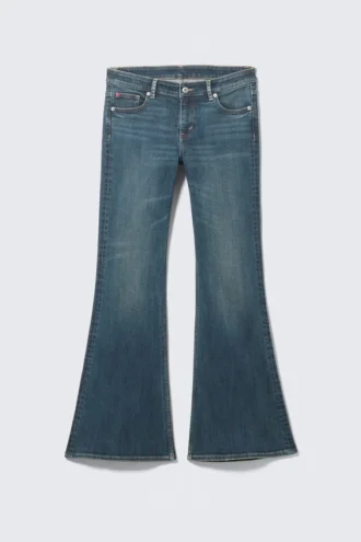 Katsumi Embellished Low Rise Slim Flared Leg Jeans – Embellished Blue – Dark Blue Katsumi Embellished Low Rise Slim Flared Leg Jeans – Embellished Blue – Dark Blue