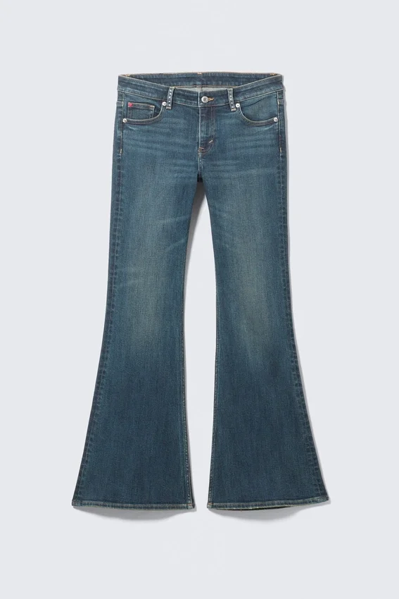 Katsumi Embellished Low Rise Slim Flared Leg Jeans – Embellished Blue – Dark Blue Katsumi Embellished Low Rise Slim Flared Leg Jeans – Embellished Blue – Dark Blue