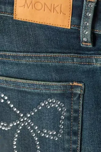 Katsumi Embellished Low Rise Slim Flared Leg Jeans – Embellished Blue – Dark Blue Katsumi Embellished Low Rise Slim Flared Leg Jeans – Embellished Blue – Dark Blue